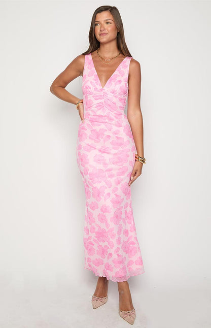 Beck Pink Floral Maxi Dress
