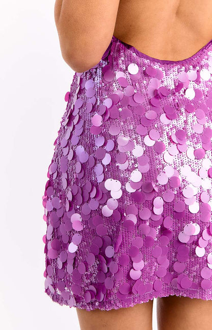 Cyrus Purple Sequin Mini Dress