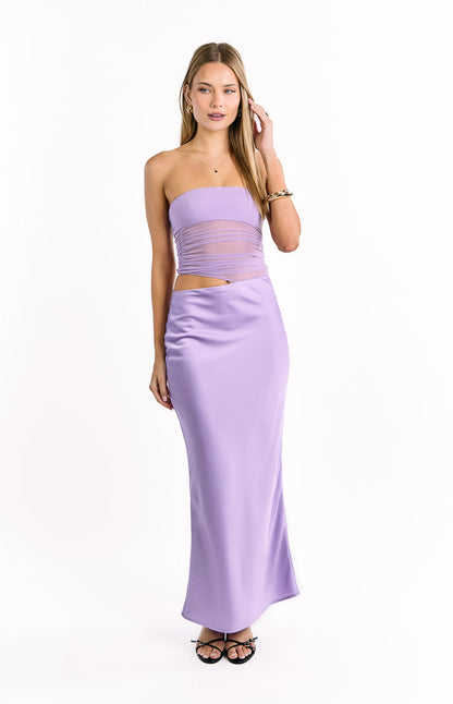 Elinor Lilac Satin Maxi Dress