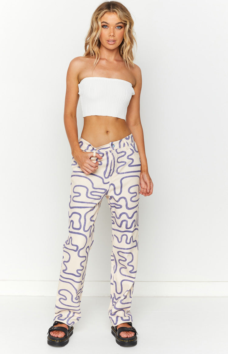 Lester Cream Printed Pants