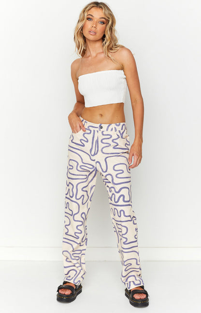 Lester Cream Printed Pants