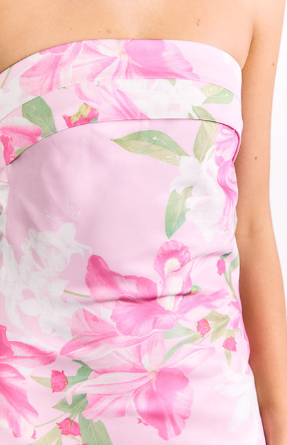 Maiah Pink And Green Floral Print Maxi Dress