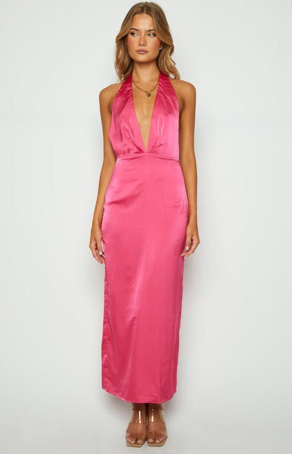 Seattle Pink Halter Formal Dress