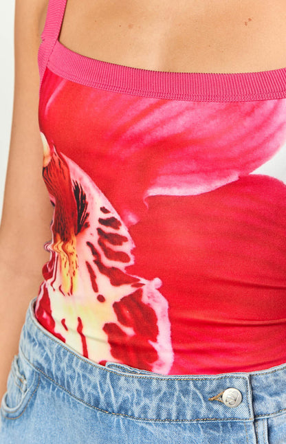 Shelby White Orchid Print Cami