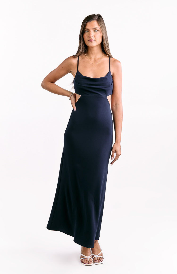 Taleah Navy Crepe Formal Maxi Dress